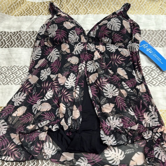 (L1) Fit 4 U Mesh Swimsuit Floral Print Loose Dress Black Jumpsuit, Diff/Sizes - Picture 7 of 11